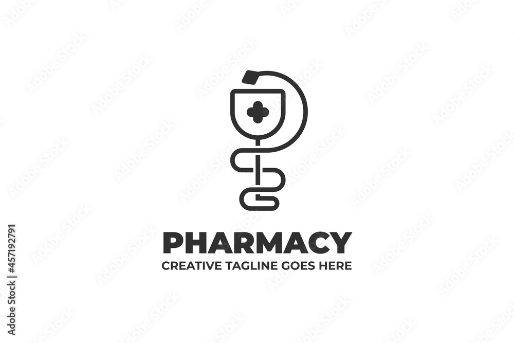 Pharmaceutical Drugstore Snake Monoline Logo Pharmaceutical Drugstore Snake Monoline Logo