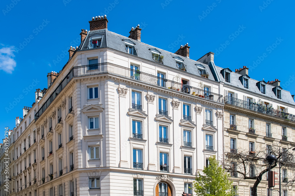 Paris, beautiful buildings, avenue de la Republique in the 11e district
