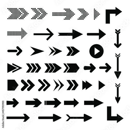 Arrow icons. Set of Arrow right vector on white background. Arrow right icon. Arrow icon Collections. Arrow icon set. Arrow icon simple sign.