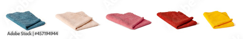 Cleaning cloth banner. Different color. On white background.