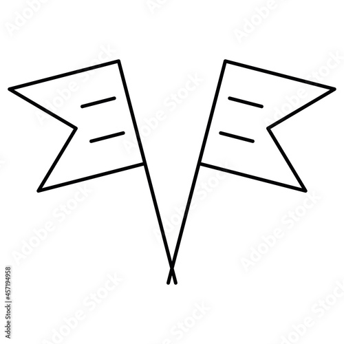 Isolated pair of flat flags ornament for celebrations
