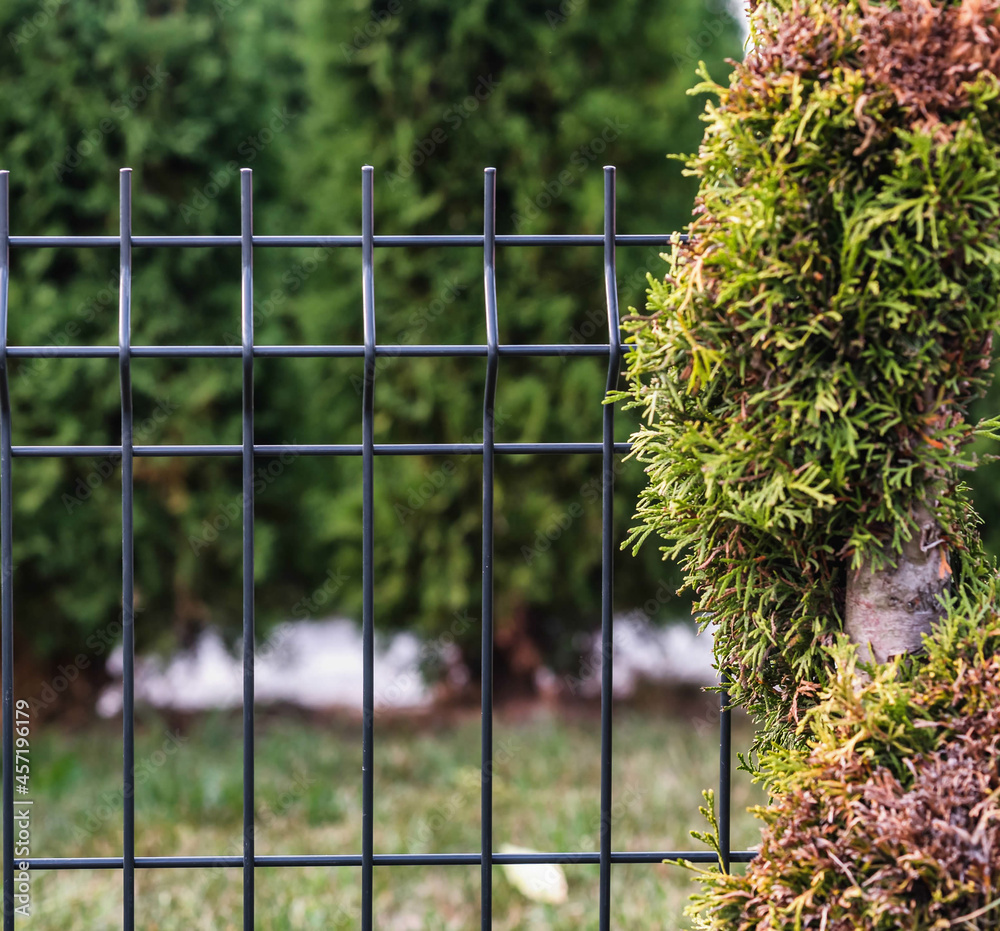 grating wire industrial fence panels, pvc metal fence panel Stock Photo