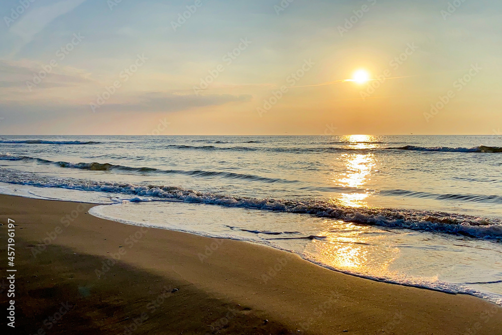 Sunset on the beach on the Danish North Sea coast