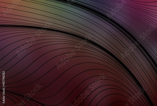 Dark Multicolor vector template with bent lines.