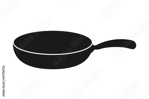 Frying pan or frypan in silhouette vector icon