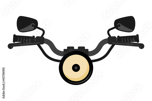 Motorbike or motorcycle handlebars front on with headlight in vector