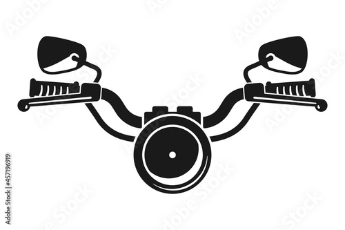 Motorbike or motorcycle handlebars front on with headlight in vector photo