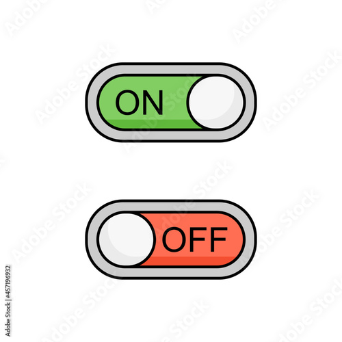 Toggle buttons with on off switch in vector icon