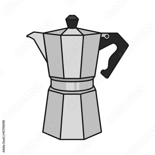 Stovetop espresso maker coffee pot in vector icon