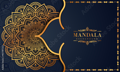 Luxury mandala background with golden arabesque pattern Arabic Islamic east style. Decorative mandala for print, poster, cover, brochure, flyer, banner, and your desired ideas. Mandala for Henna.