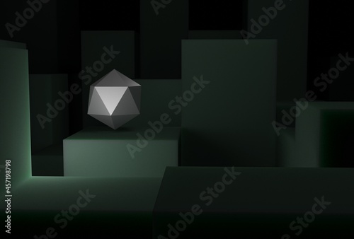 3d beautifully rendered abstract object with white  diamond on a maze