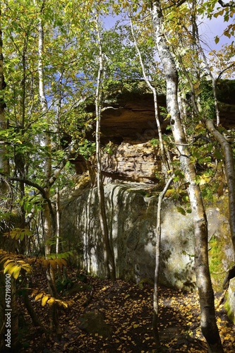 Bizarre stone outliers of the Kamenny Gorod tract (Gremyachinsky district, Perm Territory) photo