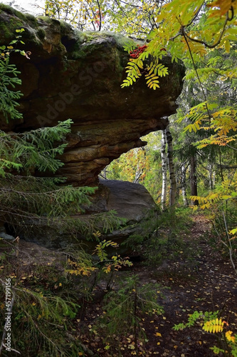Layered stone megaliths from sandstone in the Kamenny Gorod tract