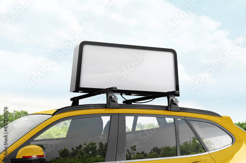 Quadro em tela Roof advertising display board mockup. 3d rendering