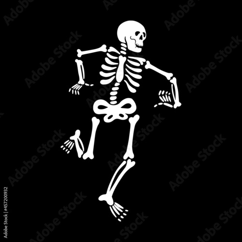 Cute dancing skeleton on a black background