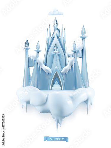 Ice castle. 3d vector object cartoon style