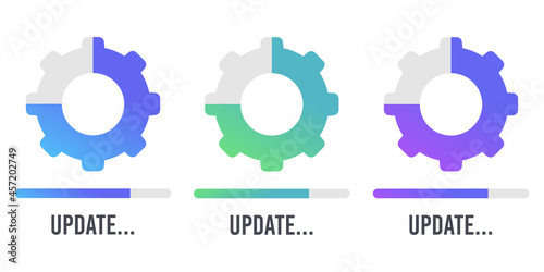 System software update and upgrade concept. Loading process screen. Vector illustration.