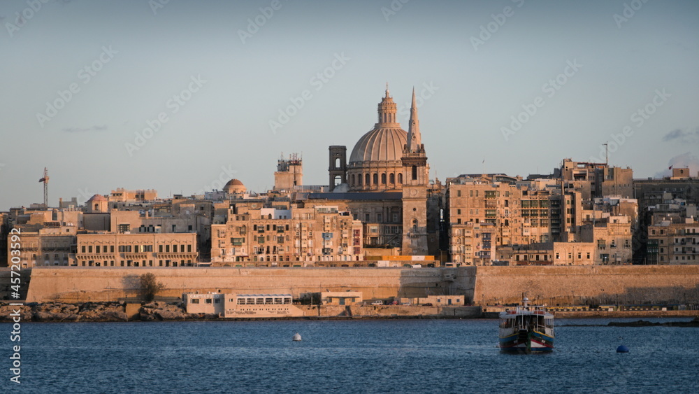 View of Valletta city in the sunset