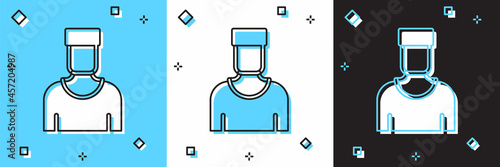 Set Sailor captain icon isolated on blue and white, black background. Vector