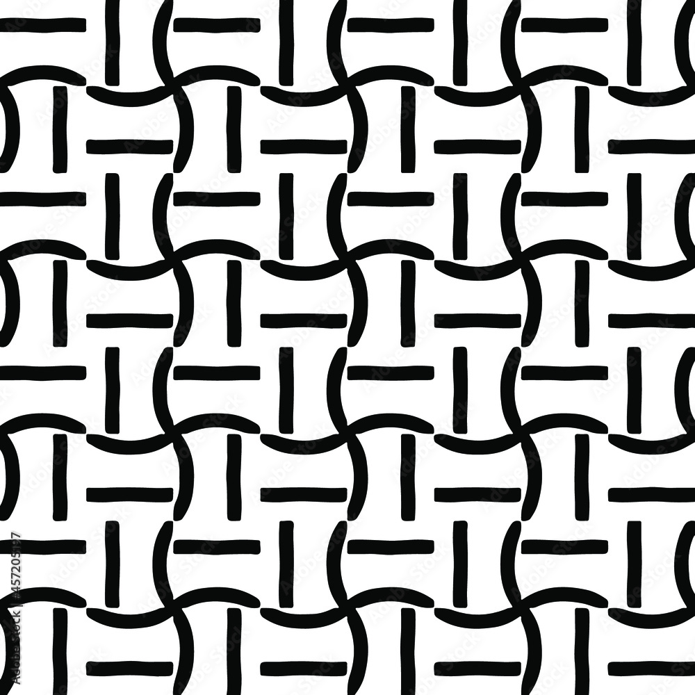 Seamless vector pattern in geometric ornamental style. Black  pattern.
