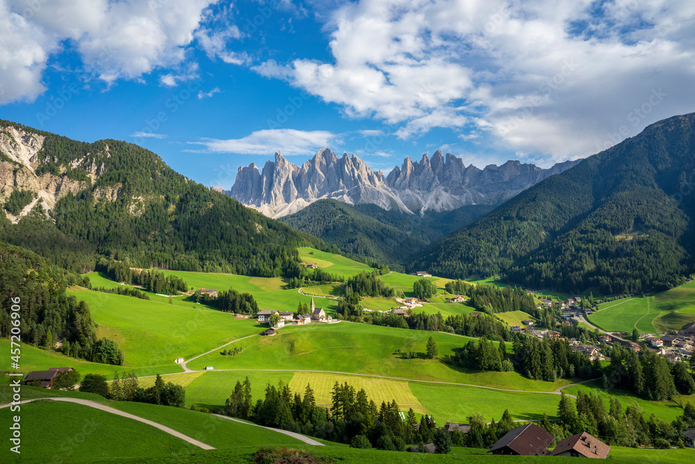 Obraz premium Beautiful picturesque landscape of the village of Santa Maddalena. Dolomites. Italy.