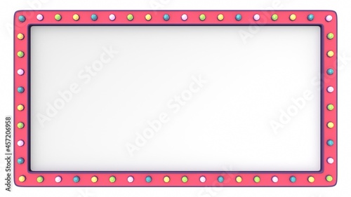 Pastel light board sign retro on white background. 3d rendering
