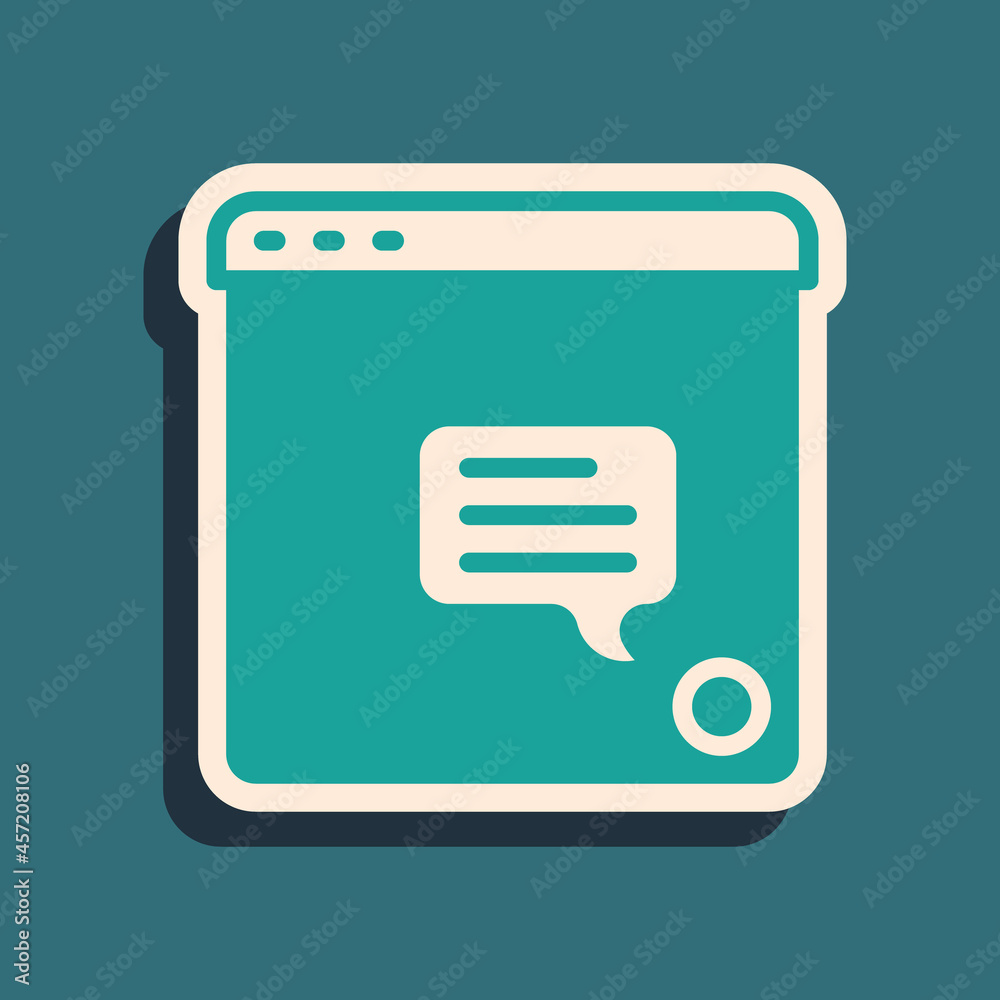 Green New chat messages notification icon isolated on green background. Smartphone chatting sms messages speech bubbles. Long shadow style. Vector Green New chat messages notification icon isolated on green background. Smartphone chatting sms messages speech bubbles. Long shadow style. Vector