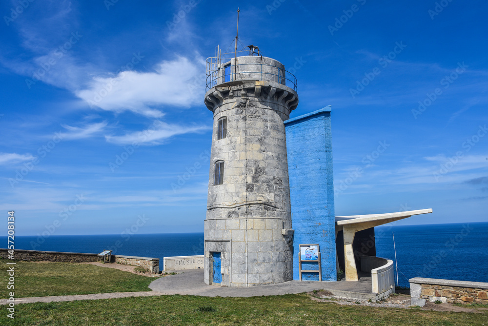 Matxitxako lighthouse on the Basque coast near Bermeo, Biscay, Spain