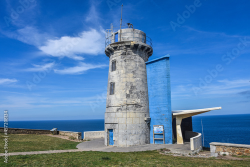 Matxitxako lighthouse on the Basque coast near Bermeo, Biscay, Spain