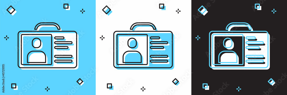 Set Identification badge icon isolated on blue and white, black background. It can be used for presentation, identity of the company, advertising. Vector Set Identification badge icon isolated on blue and white, black background. It can be used for presentation, identity of the company, advertising. Vector