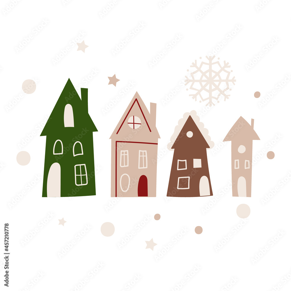 Christmas houses greeting card. Vector illustration. Christmas houses greeting card. Vector illustration.
