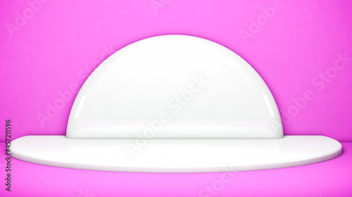 Minimal white podium, pedestal or platform for cosmetic product presentation. 3D rendering