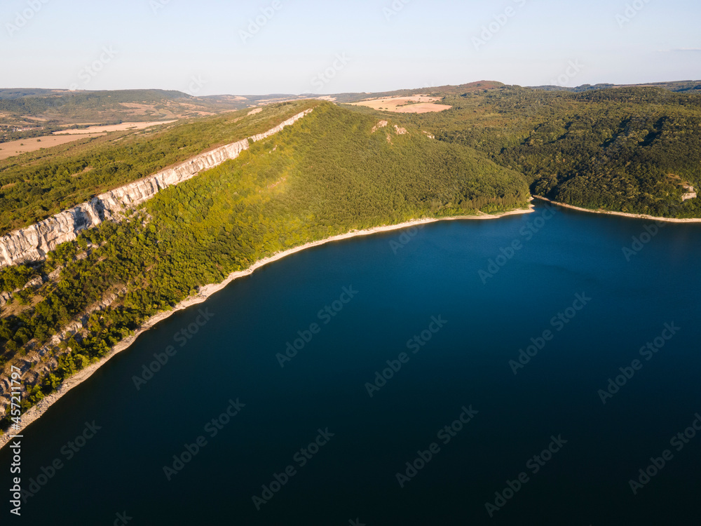 Fototapeta premium Aerial view of Aleksandar Stamboliyski Reservoir, Bulgaria