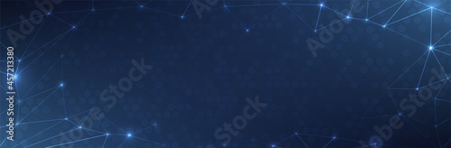 Abstract Blue Background. Dark triangle pattern. Technology style. Science backdrop. Vector illustration