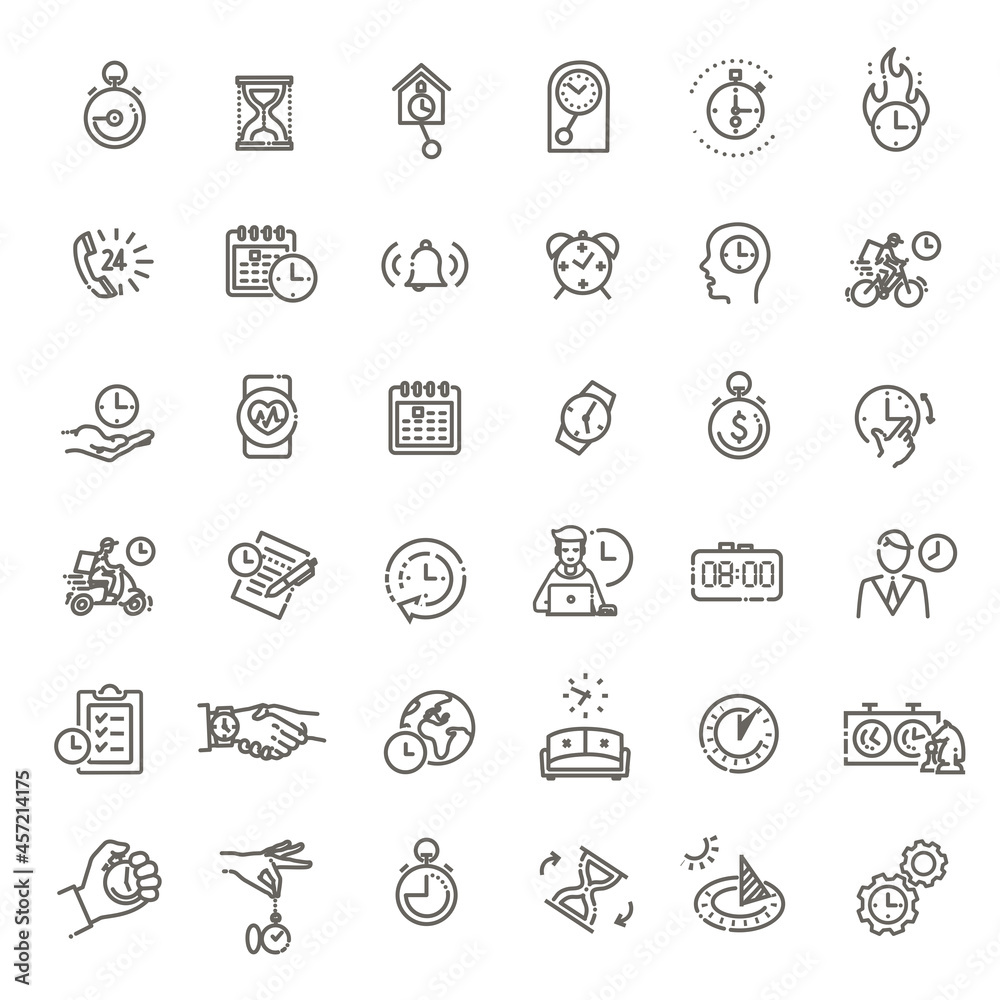 Time management outline icons set Time management outline icons set