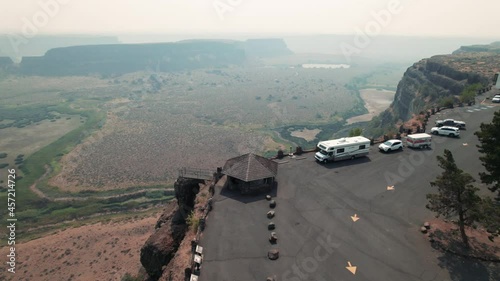 Dry Falls, Washington 2021: Aerial View of Ice Age Flood Canyon Lookout photo