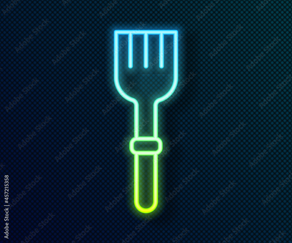 Glowing neon line Fork icon isolated on black background. Cutlery symbol. Vector Glowing neon line Fork icon isolated on black background. Cutlery symbol. Vector