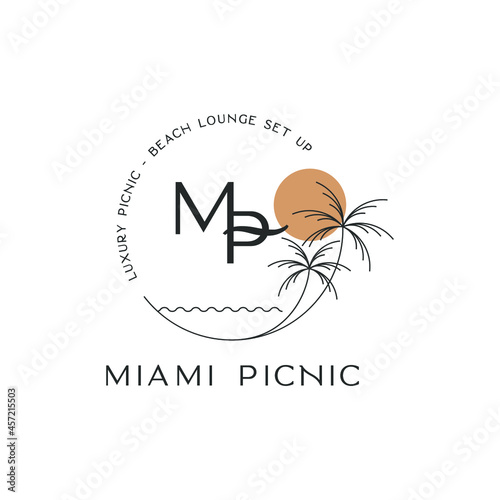 letter MP beach miami picnic design logo inspiration