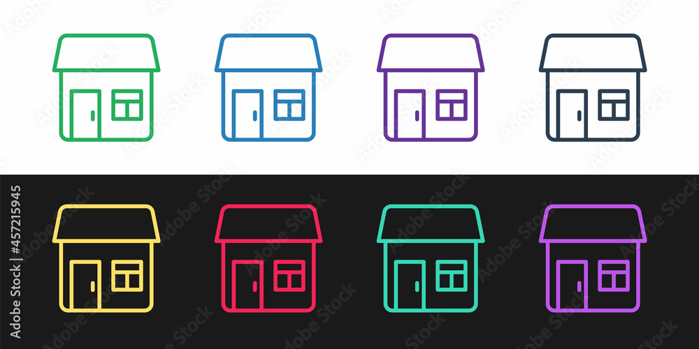 Set line House icon isolated on black and white background. Home symbol. Vector Set line House icon isolated on black and white background. Home symbol. Vector