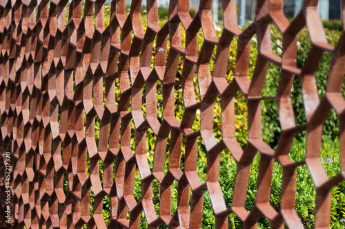 Quadro su tela Iron fence with pentagonal dsign