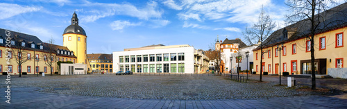 District town of Siegen, Lower Castle with Castle Tower and University Lecture Hall Building. Unteres Schloss mit Schlossturm und Hörsaalgebäude der Universität photo