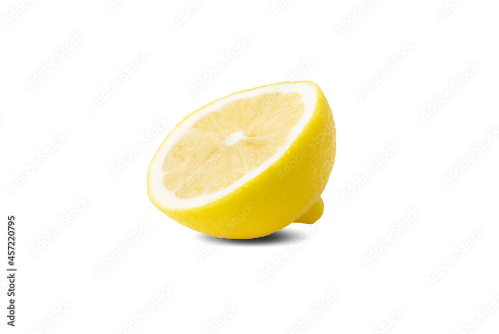 lemon fruit with leaf isolated on white background lemon fruit with leaf isolated on white background