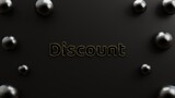 text discount modern gold with black background and realistic balloons minimalist style 3d illustration rendering for poster, flyer , business , banner and etc