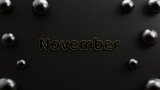 text november modern gold with black background and realistic balloons minimalist style 3d illustration rendering for poster, flyer , event , banner and etc