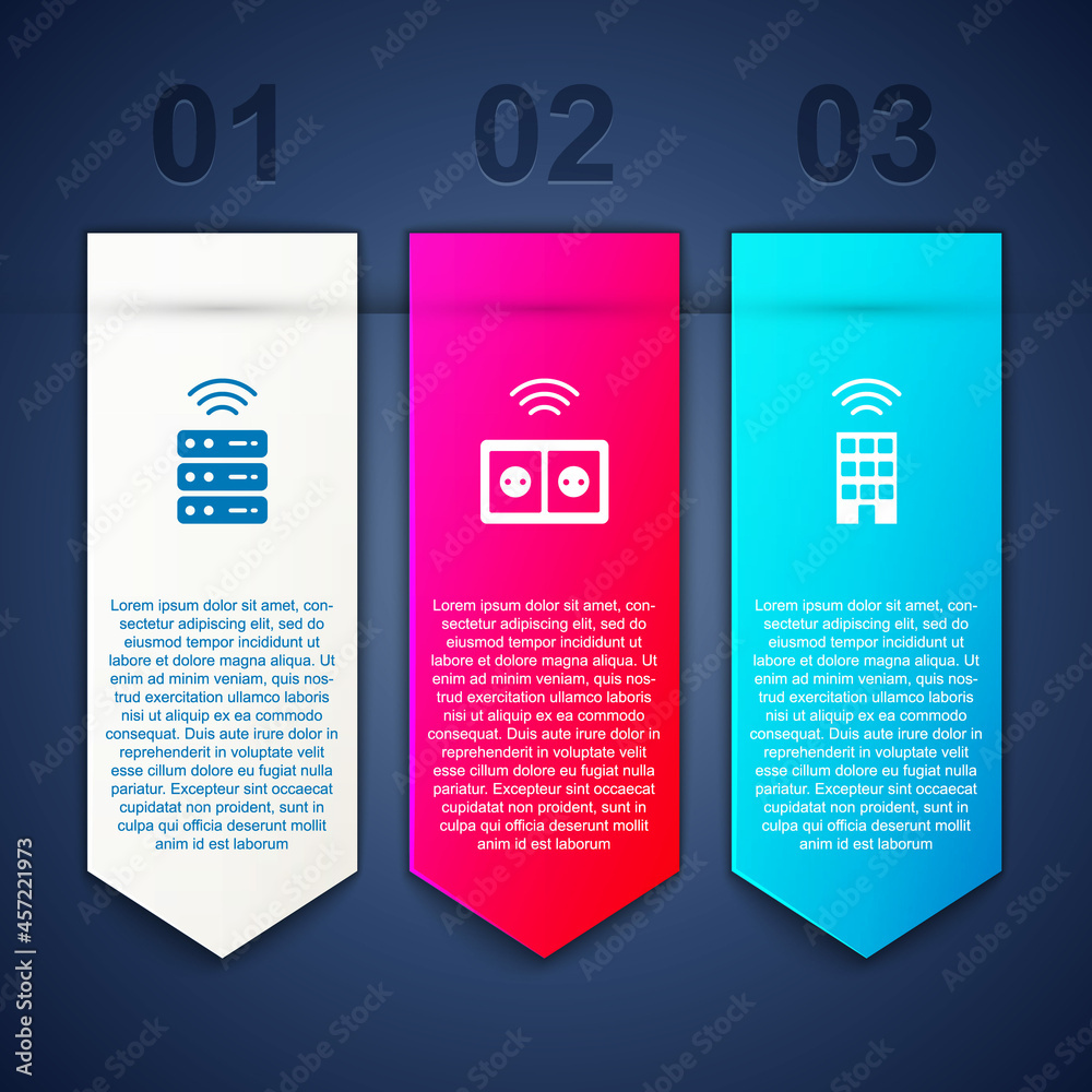 Set Smart server, electrical outlet and home with wireless. Business infographic template. Vector Set Smart server, electrical outlet and home with wireless. Business infographic template. Vector