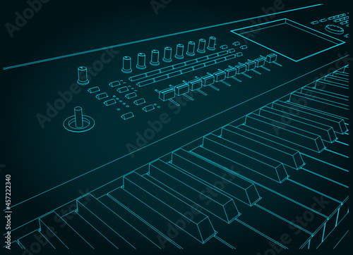 Synthesizer keyboard close-up illustration