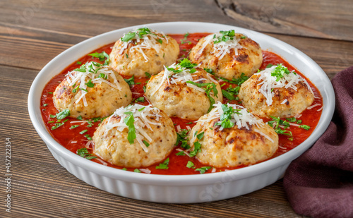 Bowl of meatballs with tomato sauce