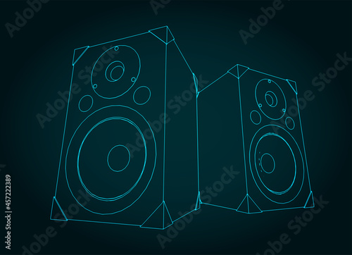 Audio speaker stereo sound system illustrations