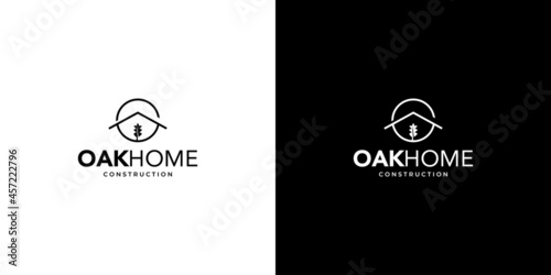 Modern and professional oak house construction logo