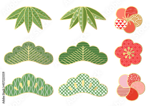 松竹梅素材(文様入り)